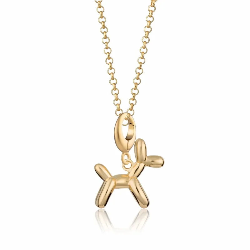 Gold Balloon Dog Charm Necklace made by Lily Charmed