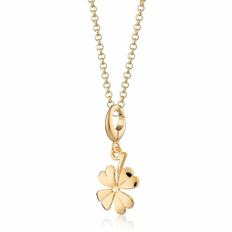 Gold Four Leaf Clover Charm Necklace made by Lily Charmed