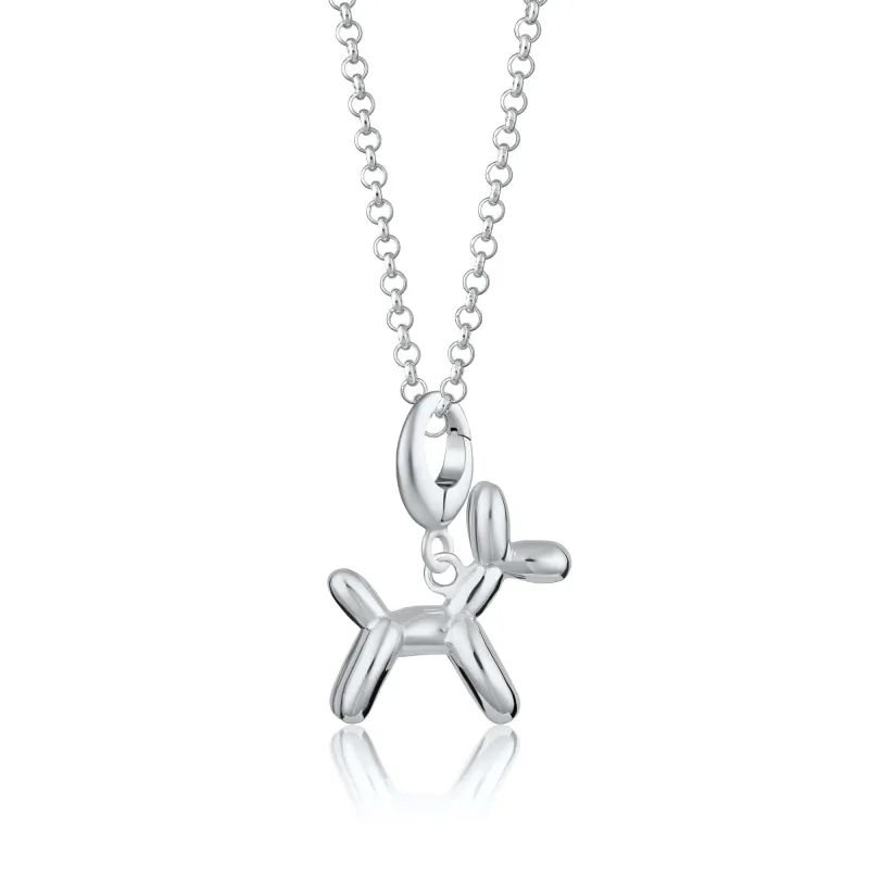 Silver Balloon Dog Charm Necklace made by Lily Charmed