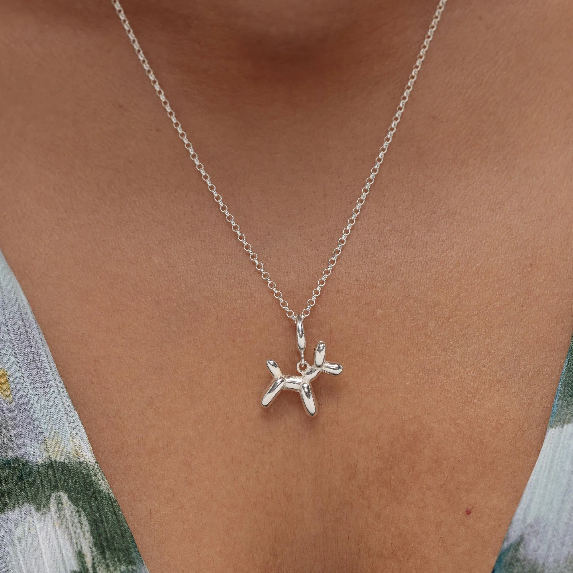 Silver Balloon Dog Charm Necklace sold by Lily Charmed product image thumbnail 4