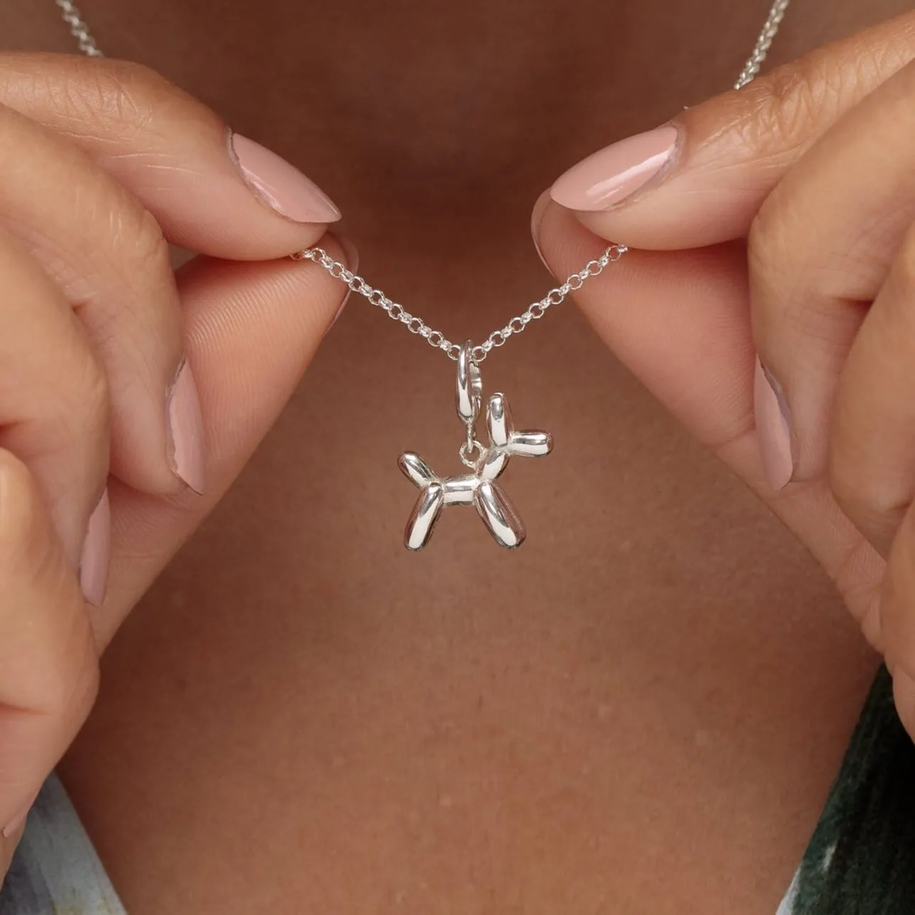 Silver Balloon Dog Charm Necklace sold by Lily Charmed product image thumbnail 2