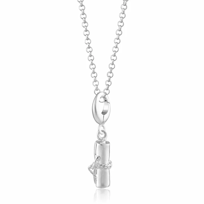 Silver Scroll Graduation Charm Necklace made by Lily Charmed