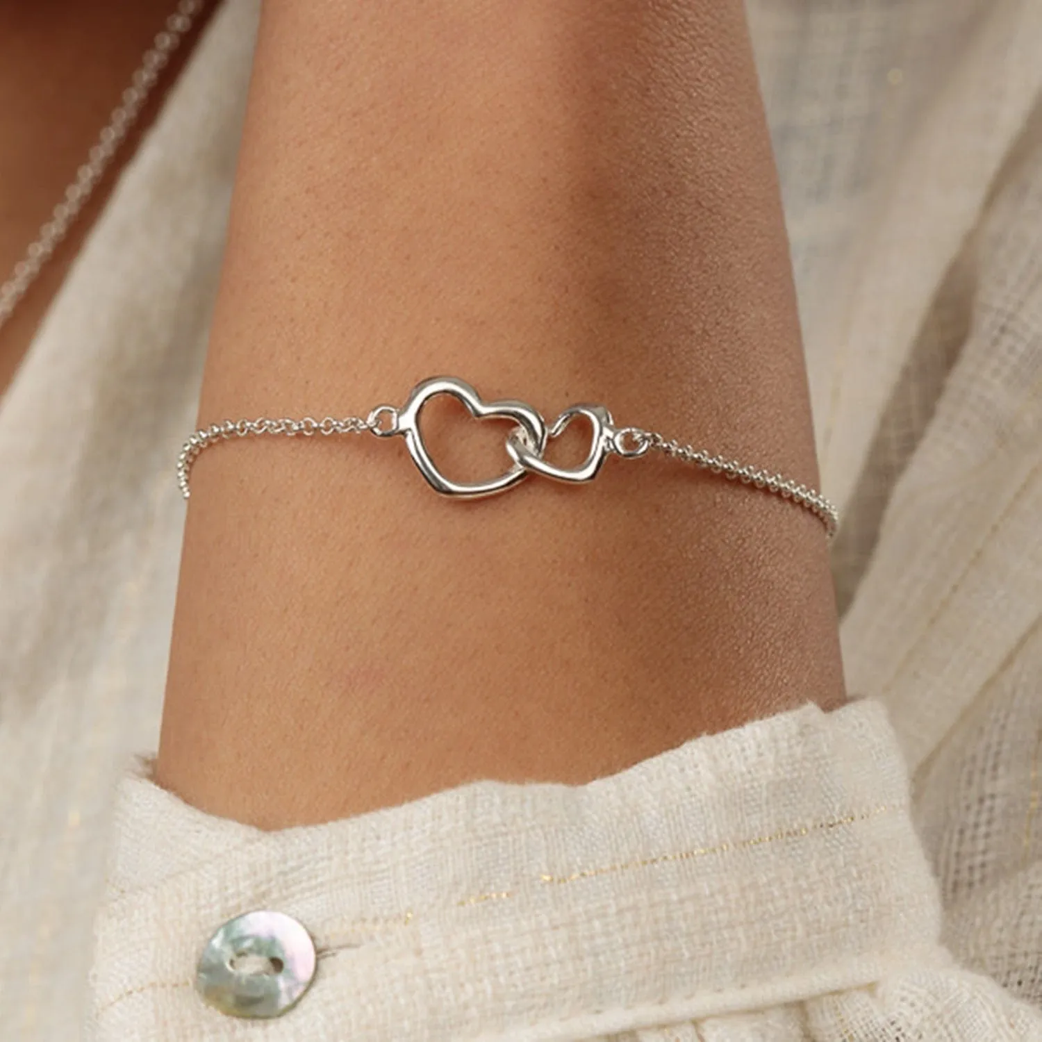 Silver Linked Hearts Bracelet sold by Lily Charmed product image thumbnail 2