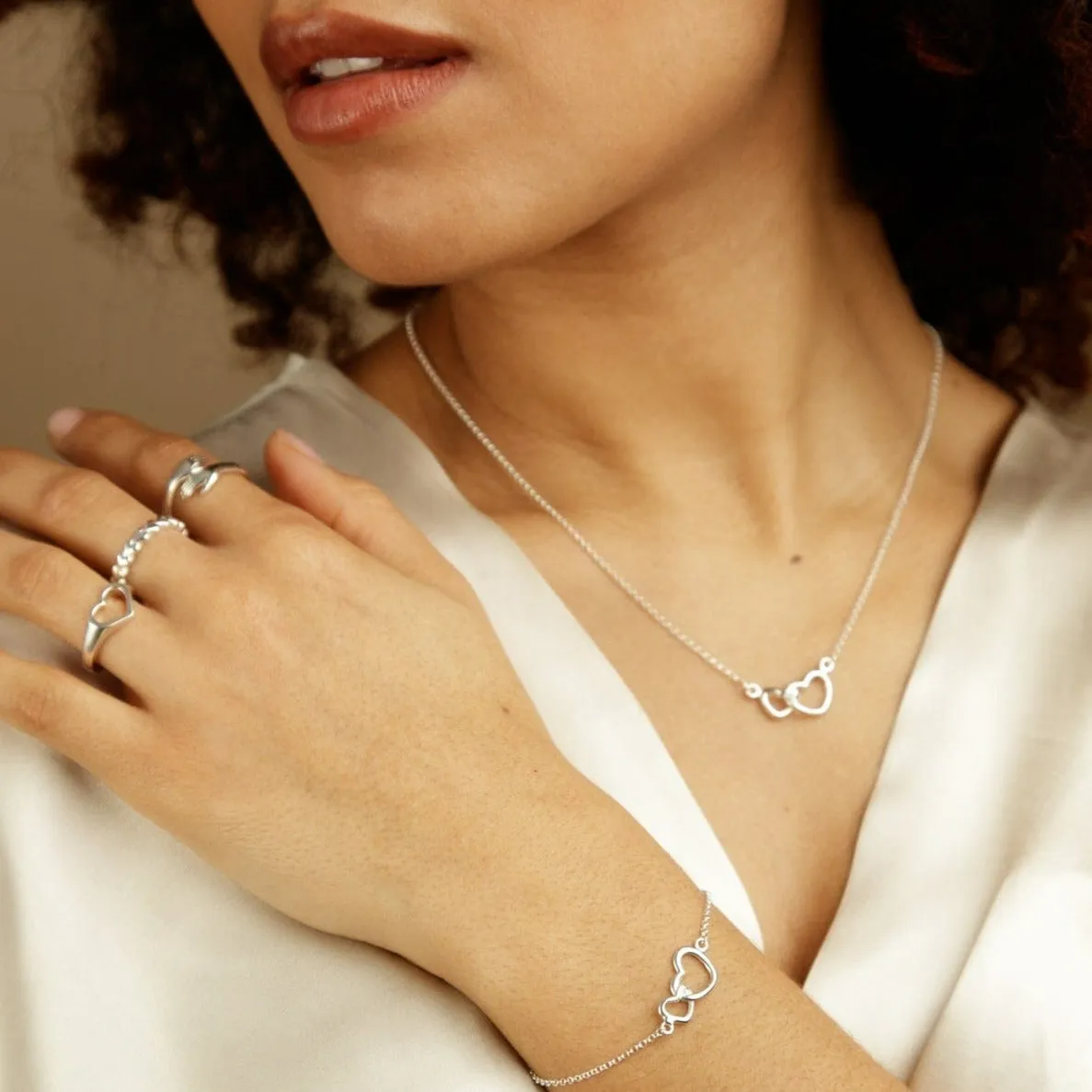 Silver Linked Hearts Bracelet sold by Lily Charmed product image thumbnail 4