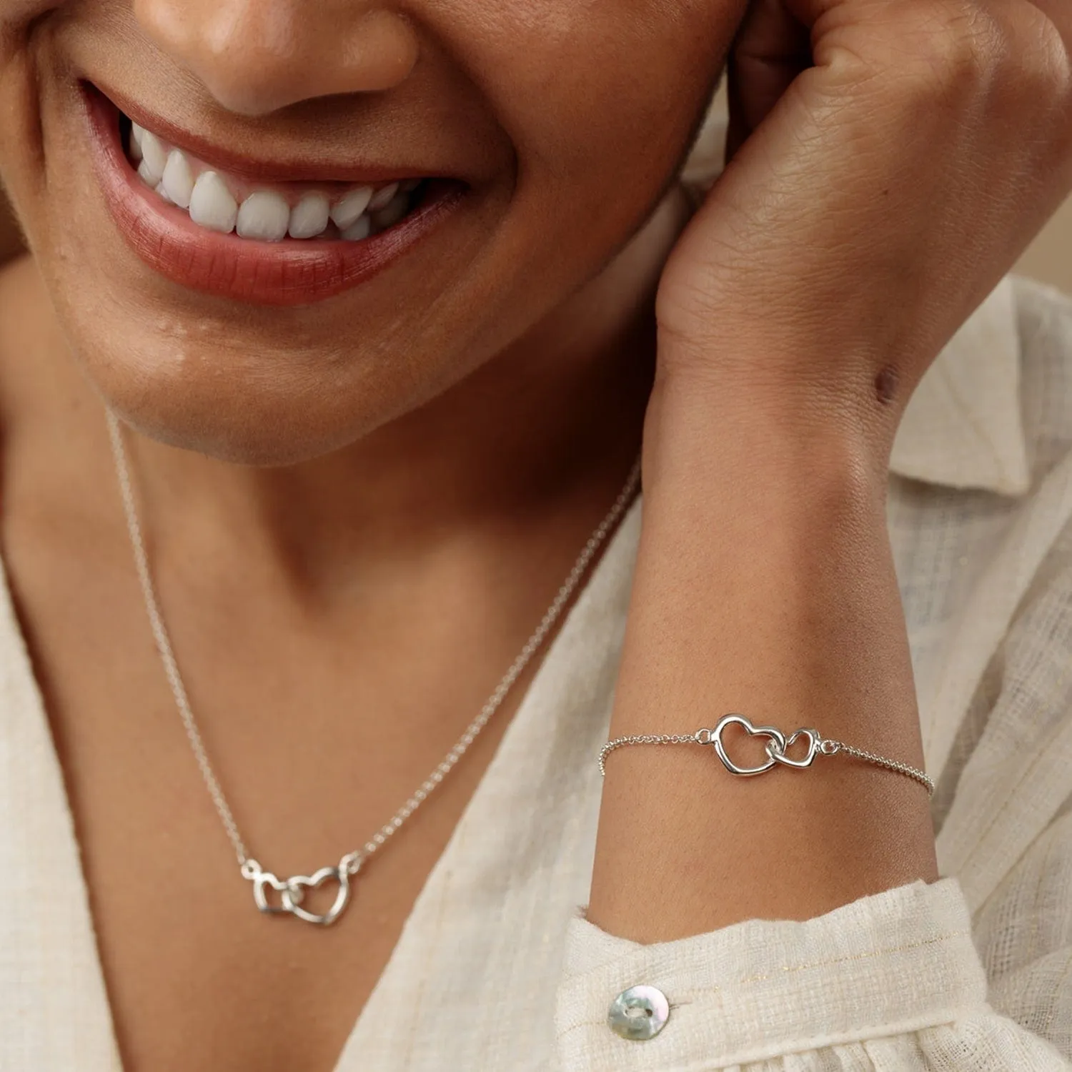 Silver Linked Hearts Bracelet sold by Lily Charmed product image thumbnail 3
