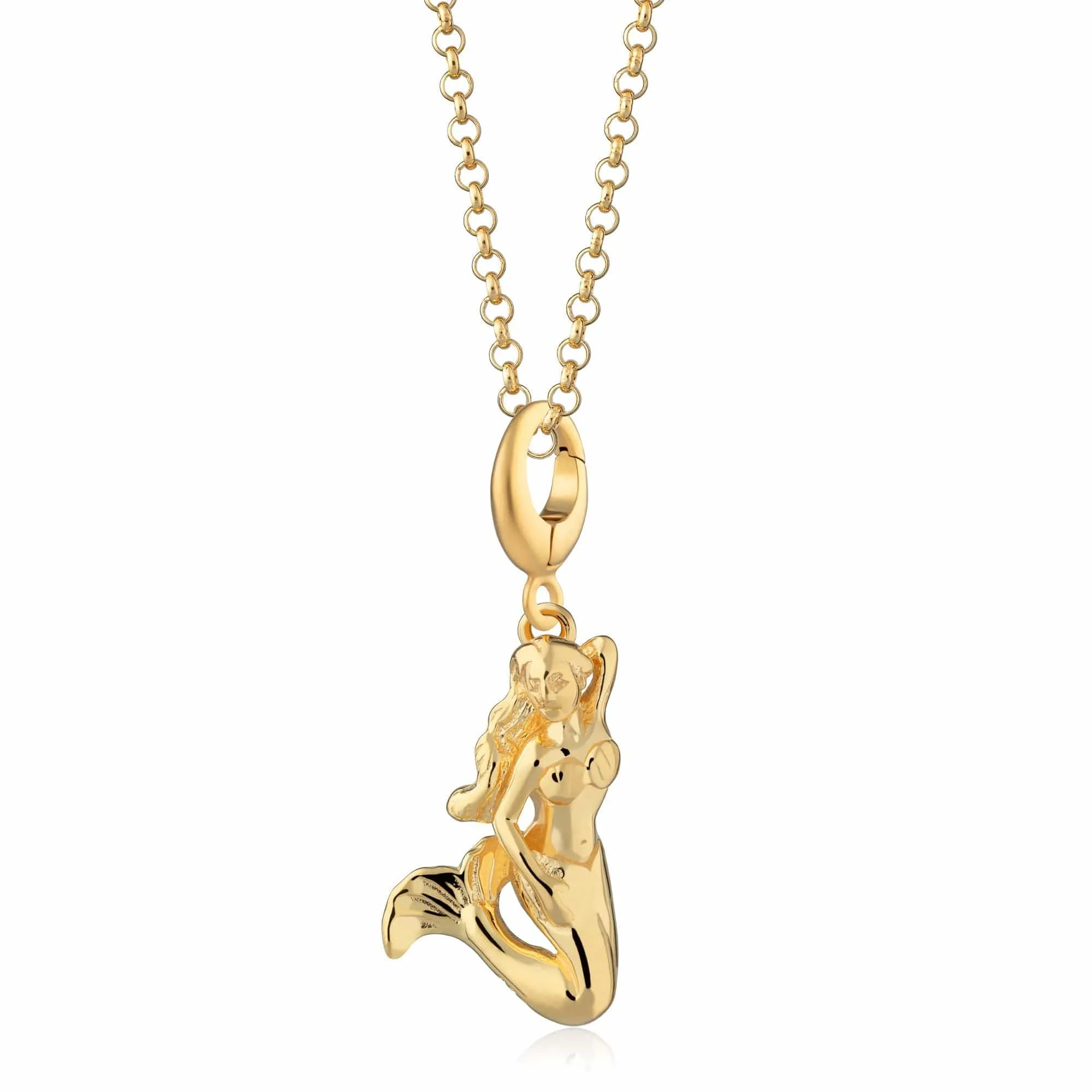 Gold Mermaid Charm Necklace sold by Lily Charmed