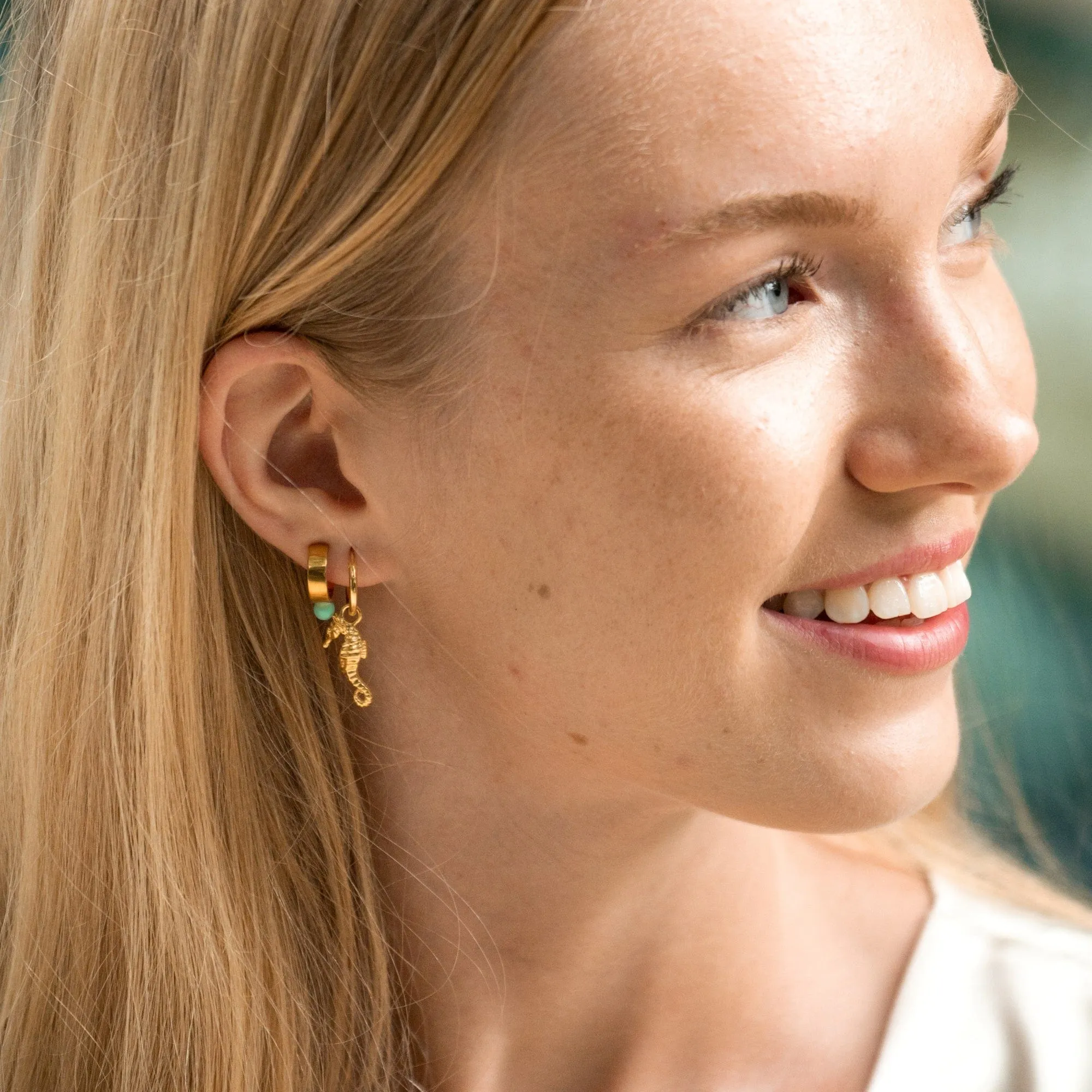 Gold Plated Seahorse Charm Hoop Earrings sold by Lily Charmed product image thumbnail 3