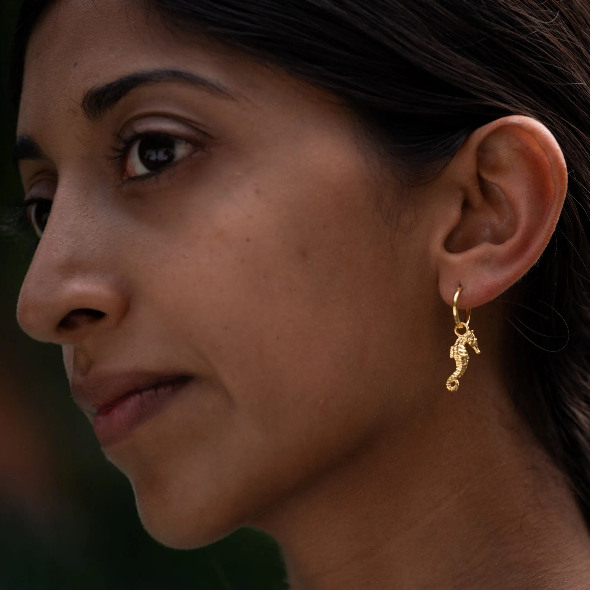 Gold Plated Seahorse Charm Hoop Earrings sold by Lily Charmed product image thumbnail 4