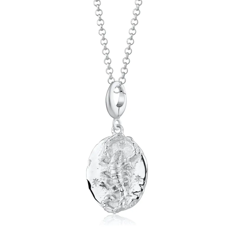 Engraved Silver Scorpio Zodiac Charm Necklace sold by Lily Charmed
