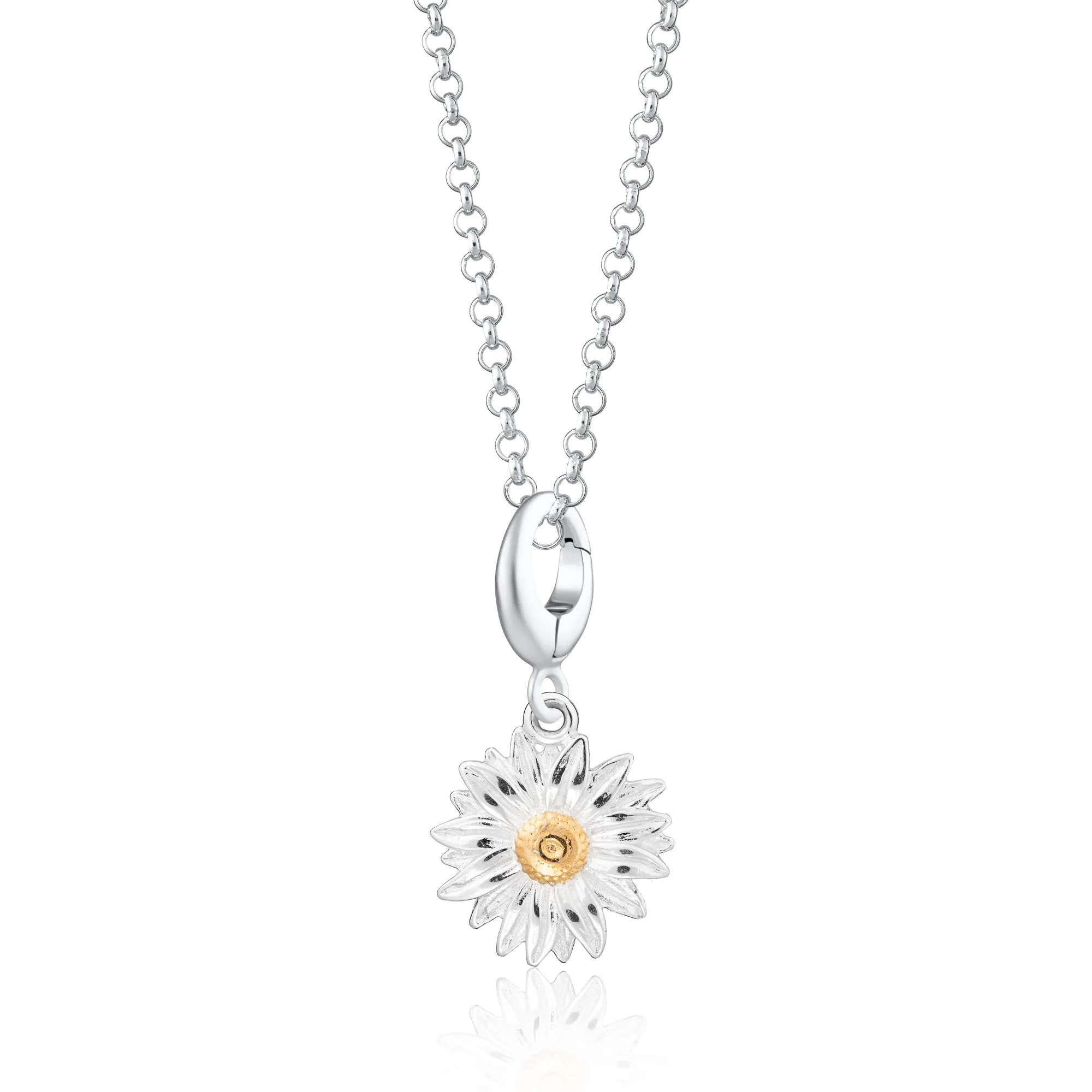 Silver Daisy Flower Charm Necklace sold by Lily Charmed