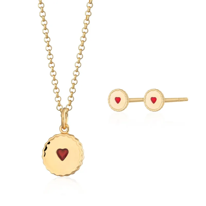 Gold Plated Jammie Dodger Jewellery Set made by Lily Charmed