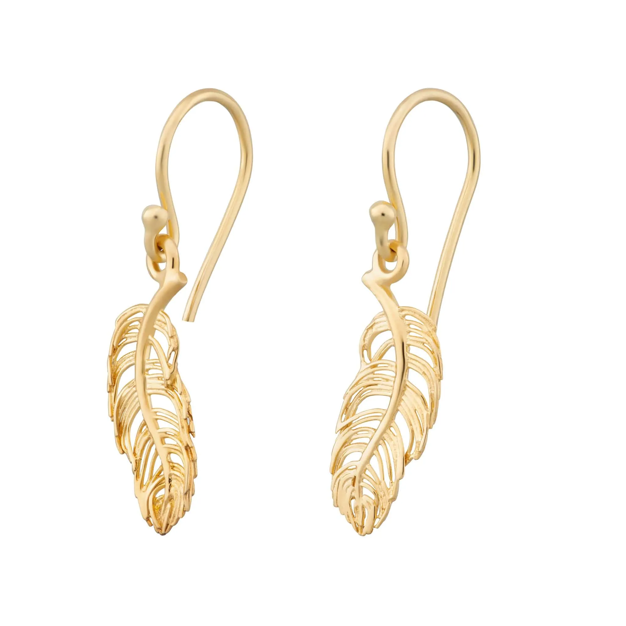 Gold Plated Feather Hook Earrings sold by Lily Charmed
