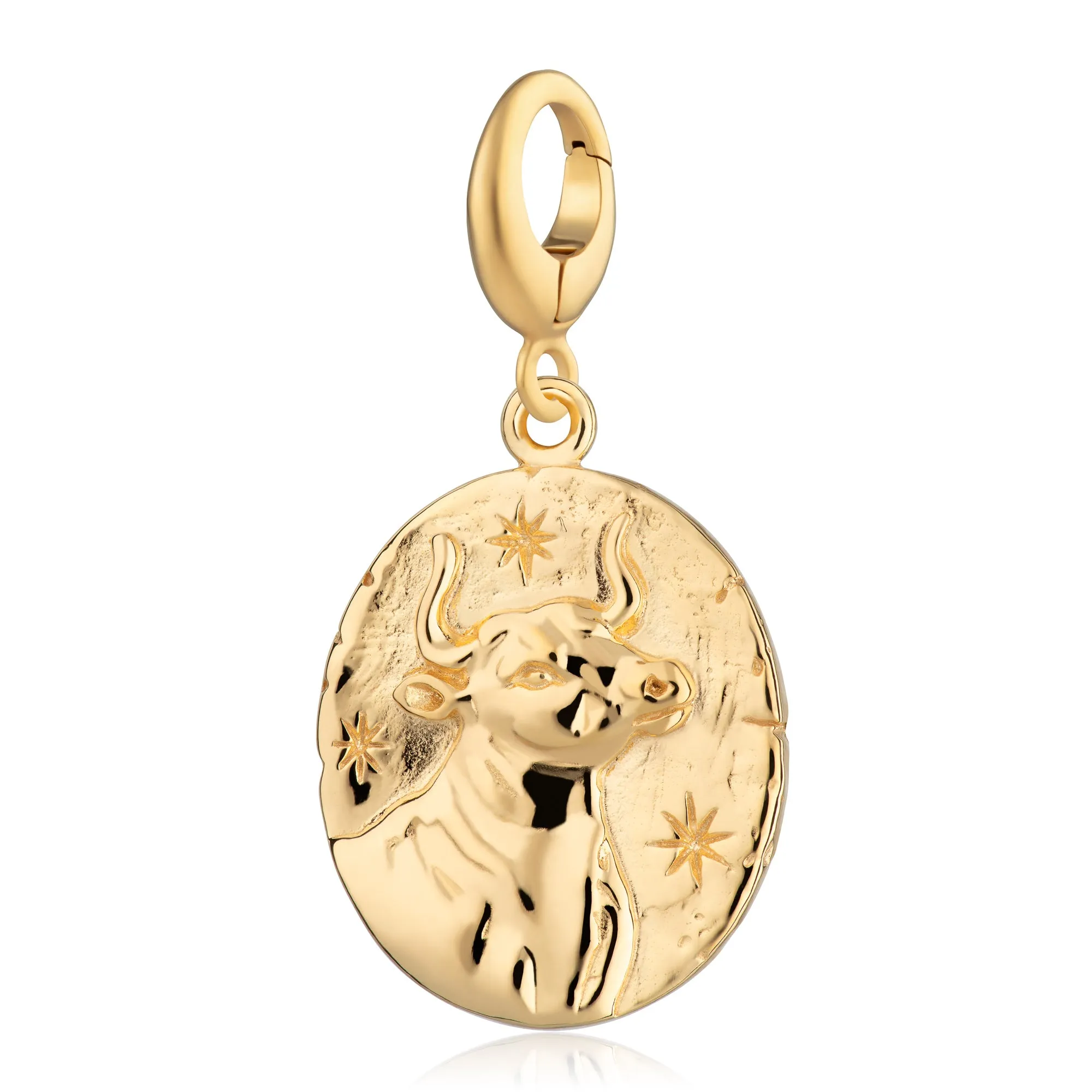 Engraved Gold Plated Taurus Zodiac Charm sold by Lily Charmed