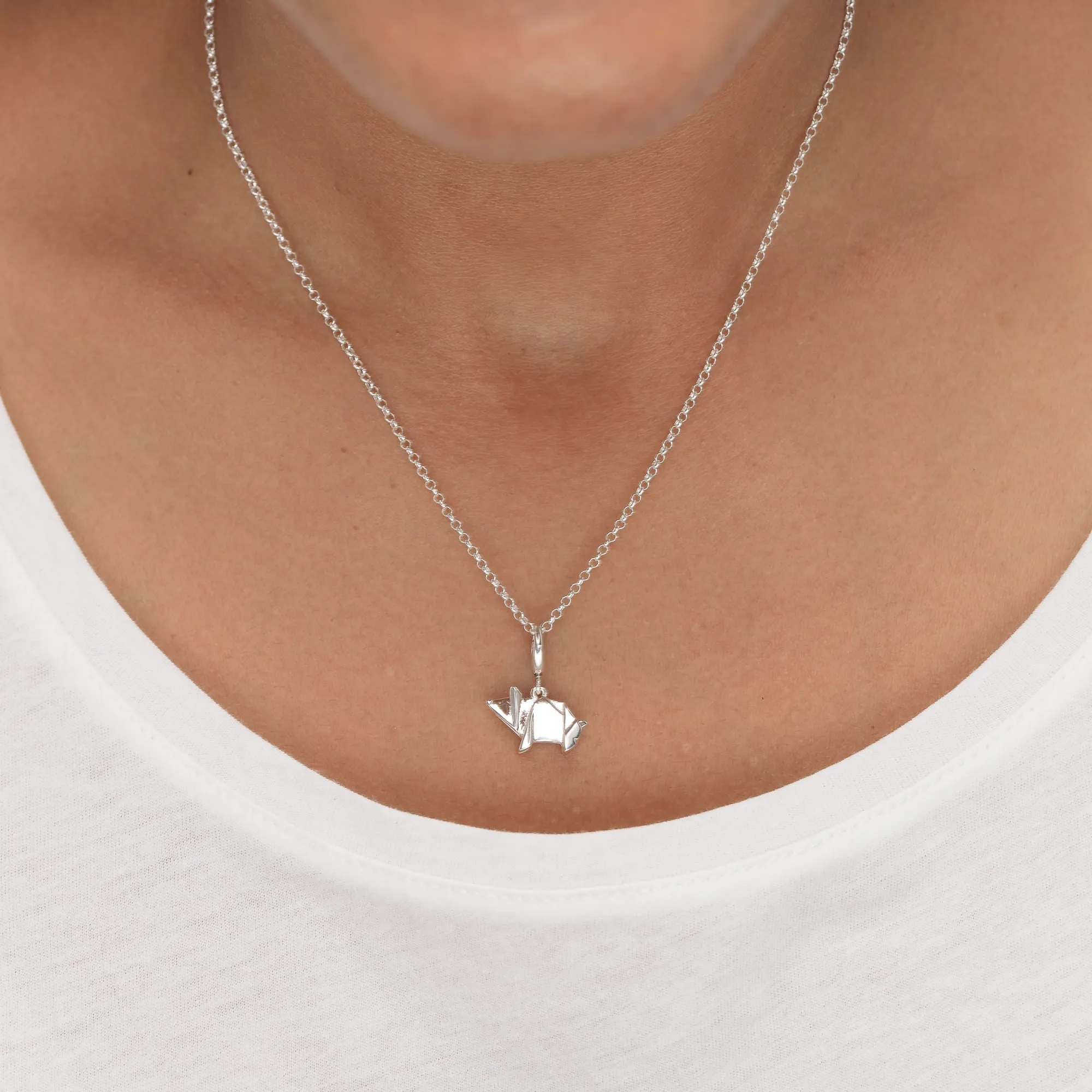 Silver Origami Pig Charm Necklace sold by Lily Charmed product image thumbnail 3