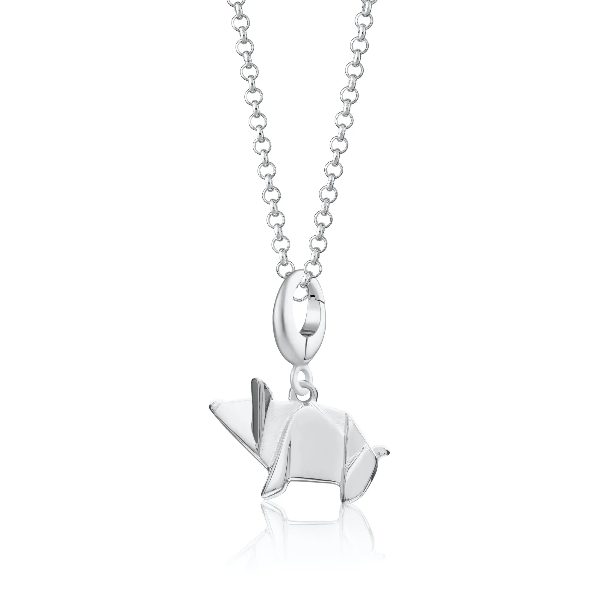Silver Origami Pig Charm Necklace sold by Lily Charmed