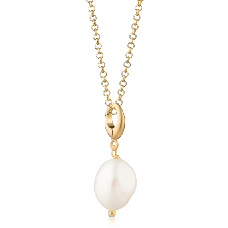 Gold Baroque Pearl Charm Necklace sold by Lily Charmed