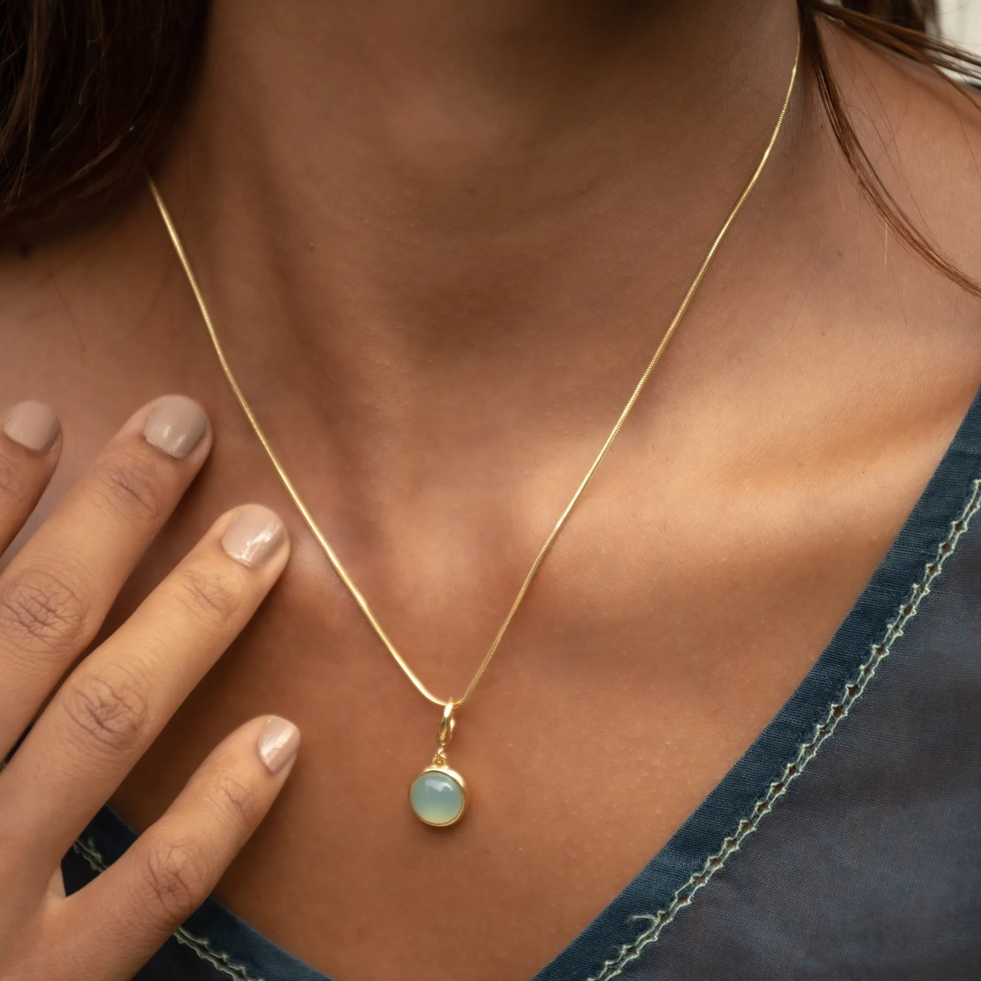 Gold Blue Agate Healing Stone Charm Necklace (Confidence) sold by Lily Charmed product image thumbnail 3