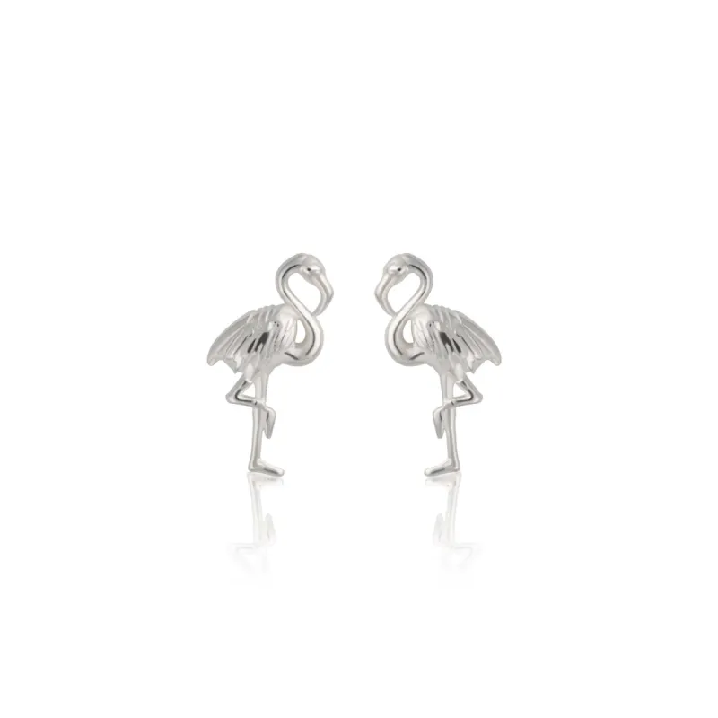 Silver Flamingo Stud Earrings sold by Lily Charmed