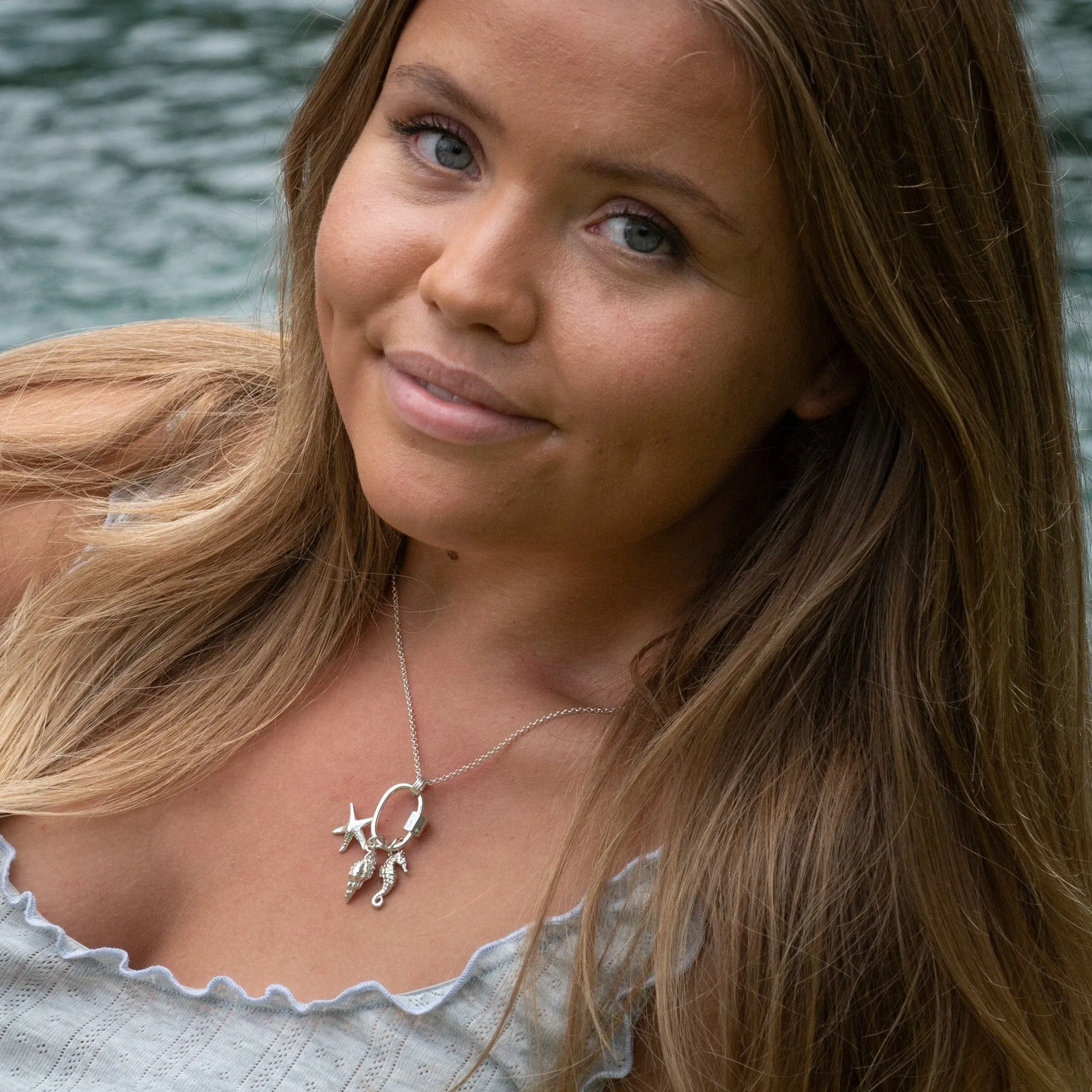 Silver Oval Carabiner Charm Collector Necklace sold by Lily Charmed product image thumbnail 3