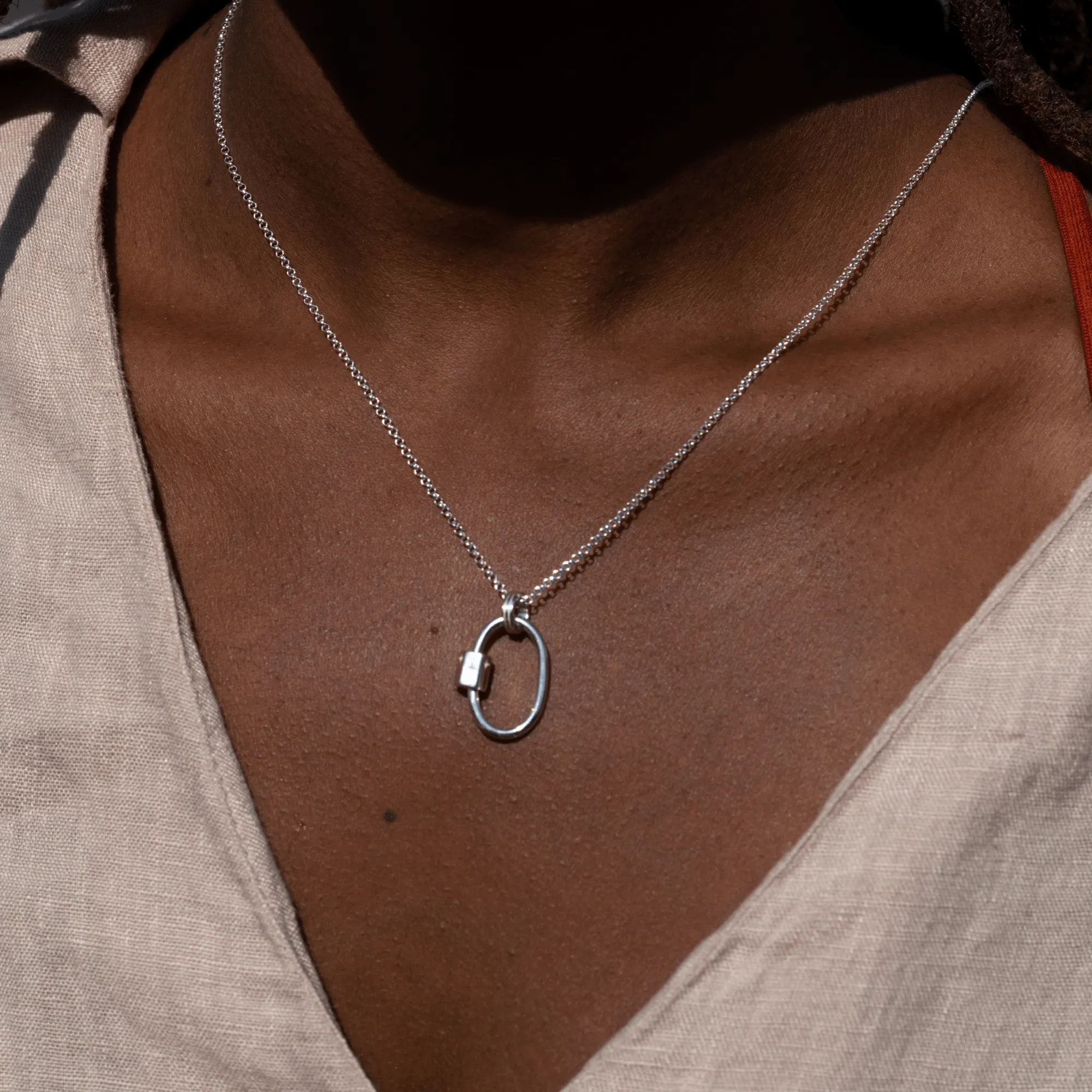 Silver Oval Carabiner Charm Collector Necklace sold by Lily Charmed product image thumbnail 4