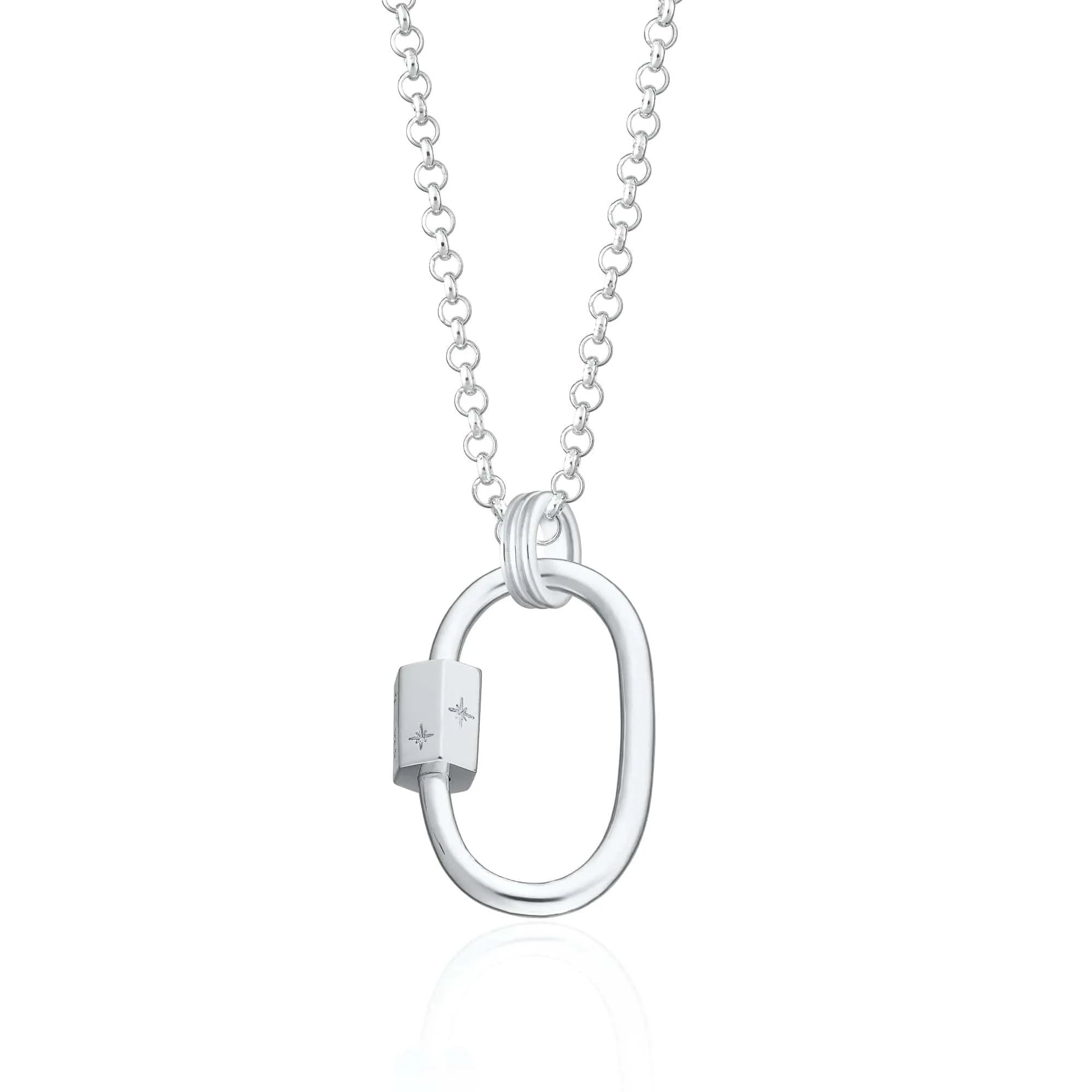 Silver Oval Carabiner Charm Collector Necklace sold by Lily Charmed