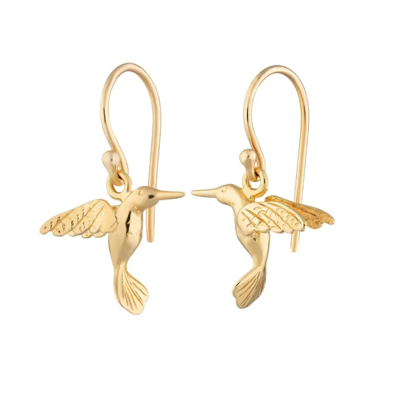 Gold Plated Hummingbird Hook Earrings sold by Lily Charmed