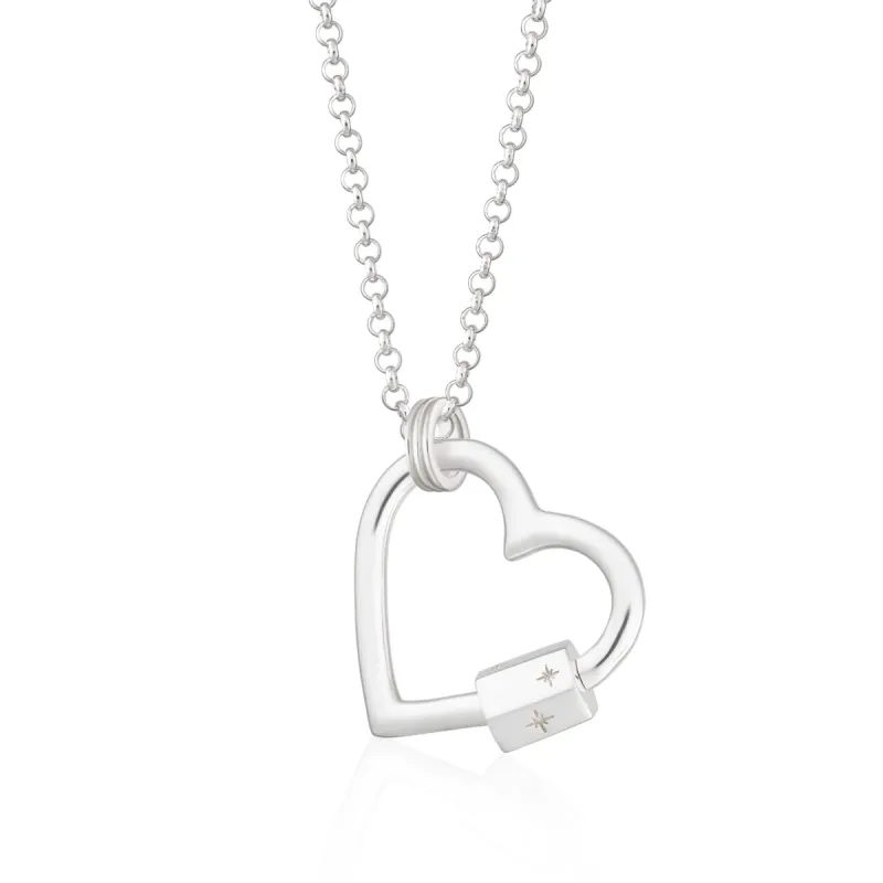 Silver Heart Carabiner Charm Collector Necklace sold by Lily Charmed