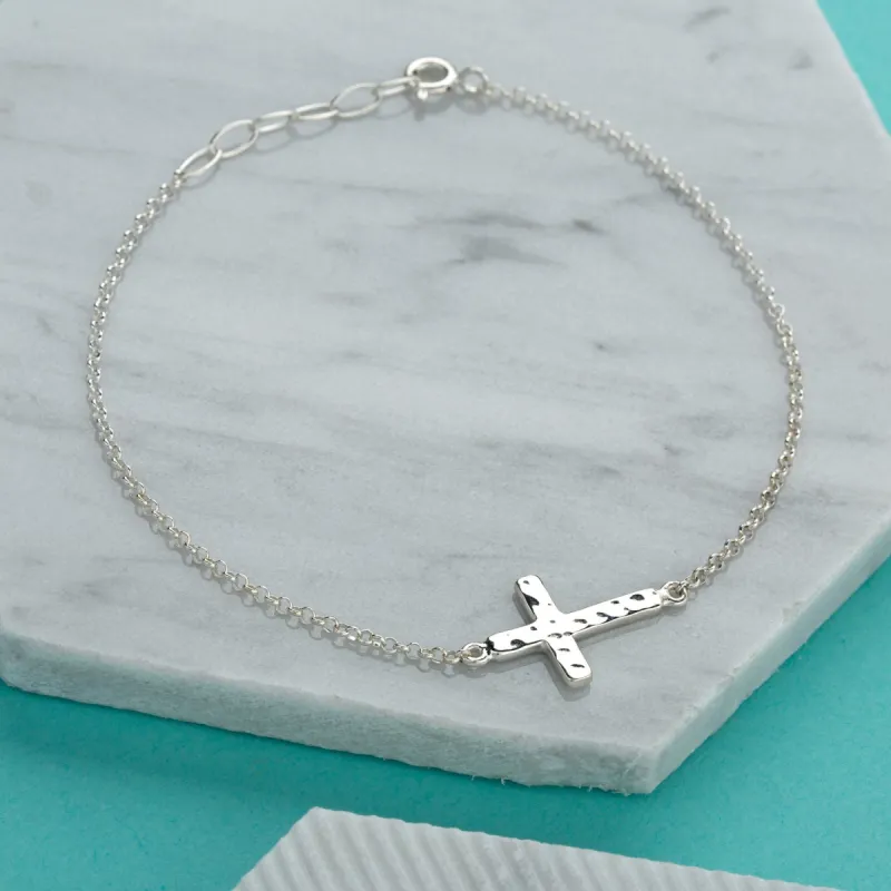 Silver Cross Bracelet sold by Lily Charmed