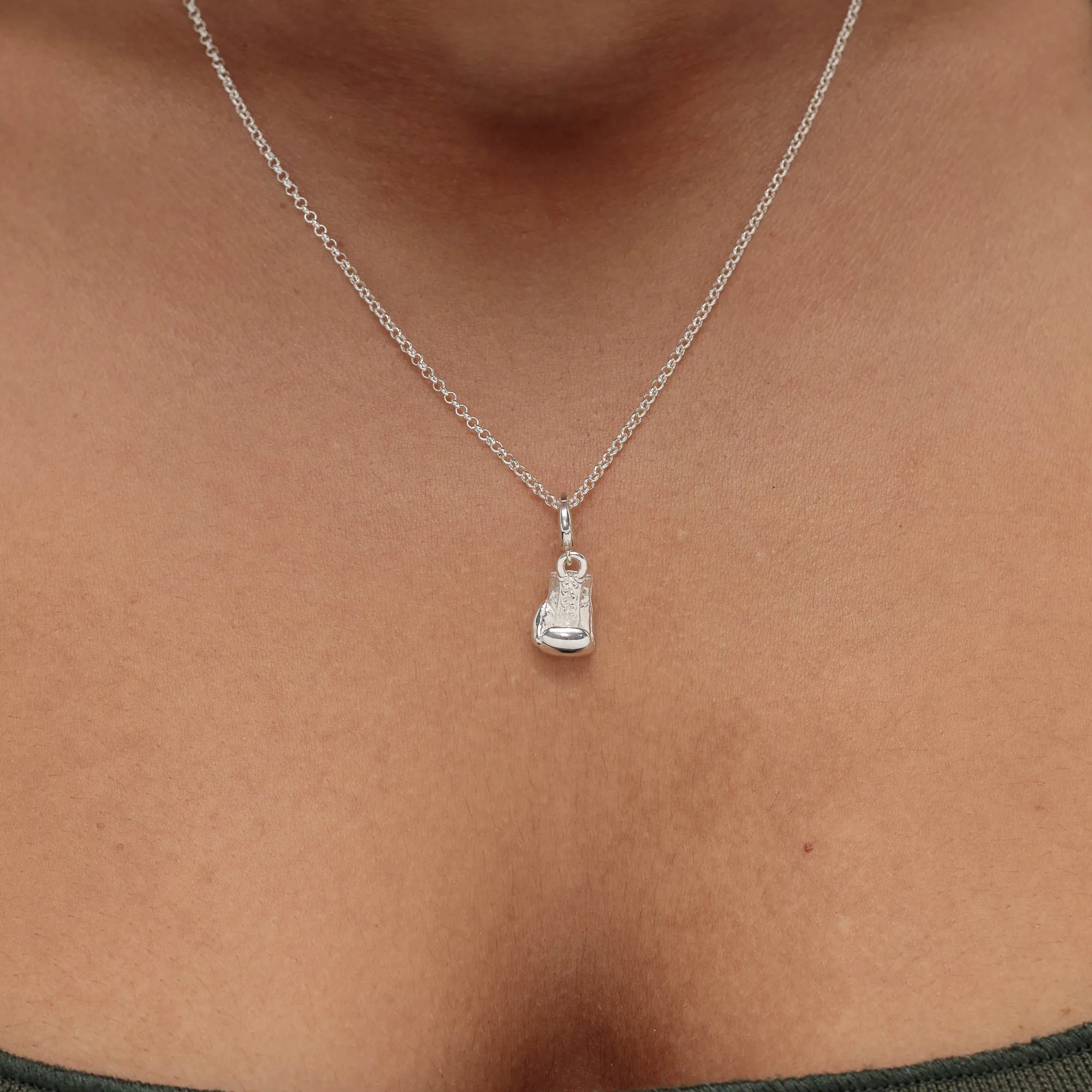 Silver Boxing Glove Charm Necklace sold by Lily Charmed product image thumbnail 3