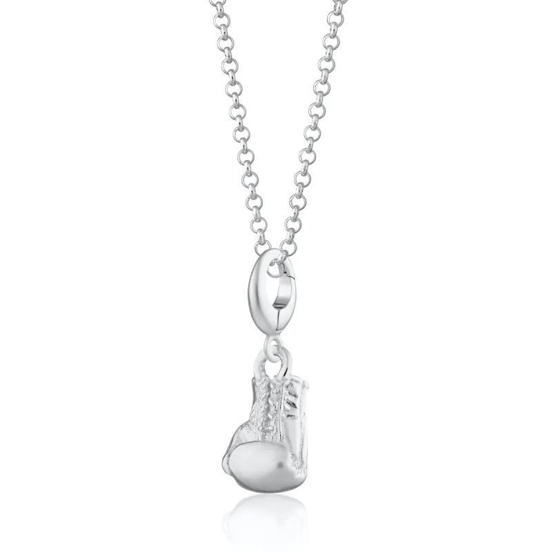 Silver Boxing Glove Charm Necklace sold by Lily Charmed