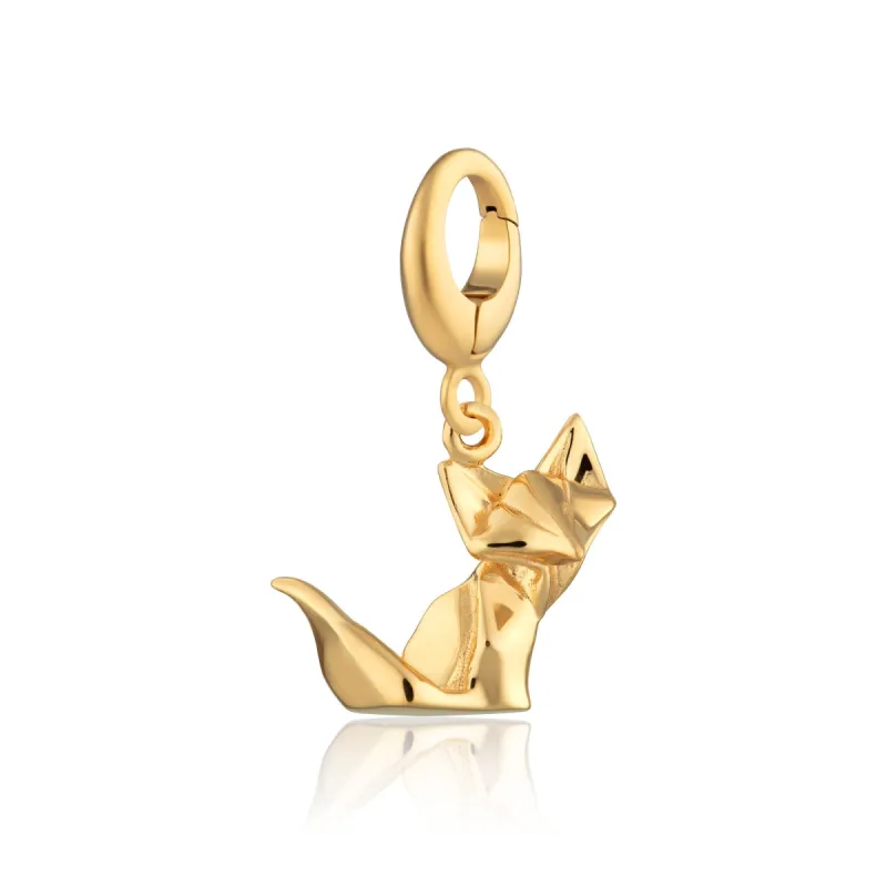 Gold Plated Origami Fox Charm sold by Lily Charmed