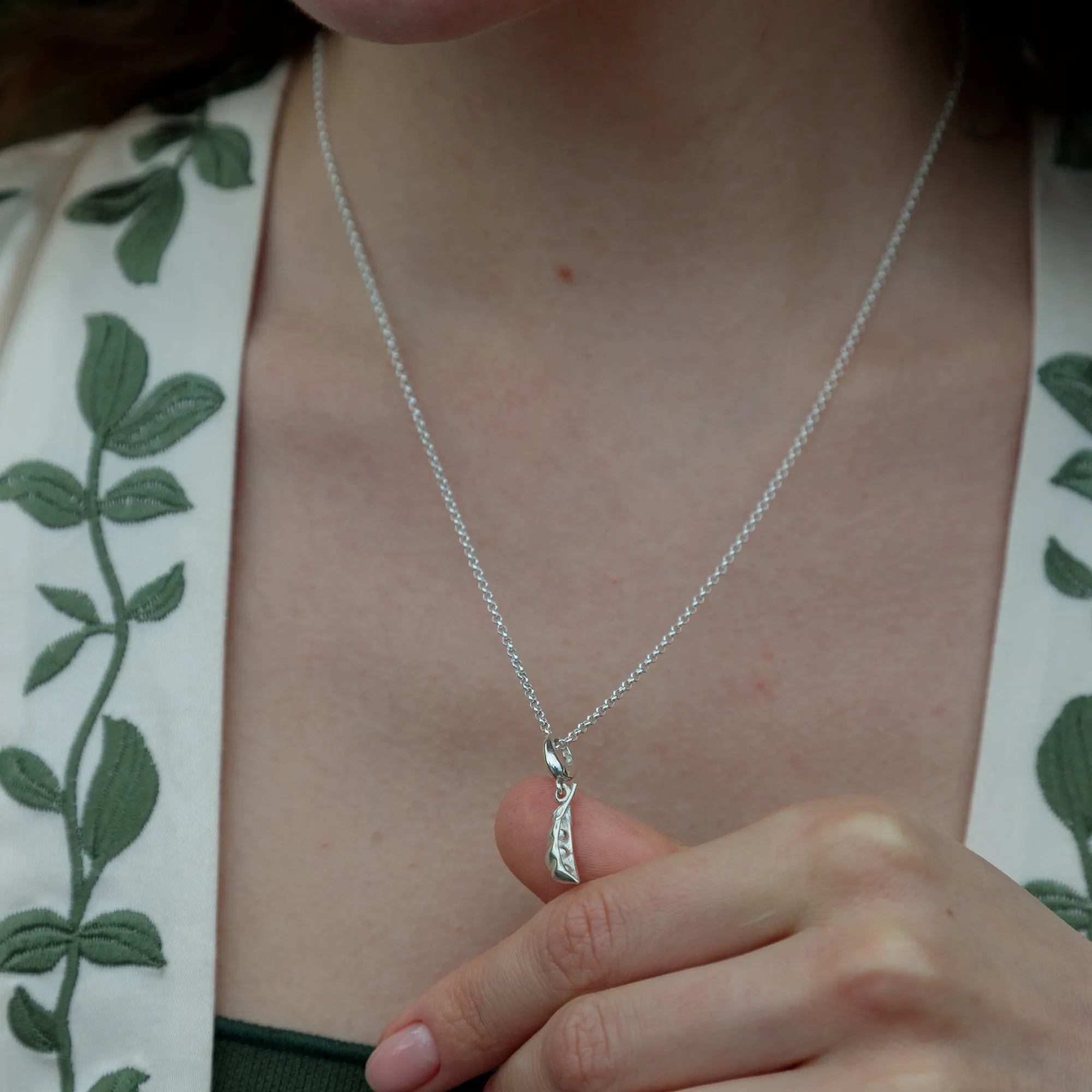 Silver Peapod Charm Necklace sold by Lily Charmed product image thumbnail 3