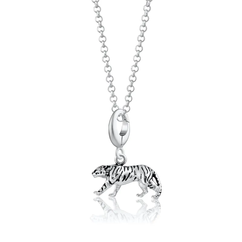 Silver Tiger Charm Necklace sold by Lily Charmed