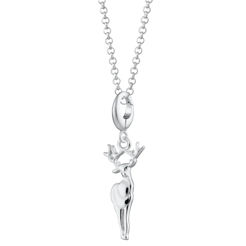 Silver Deer Charm Necklace sold by Lily Charmed