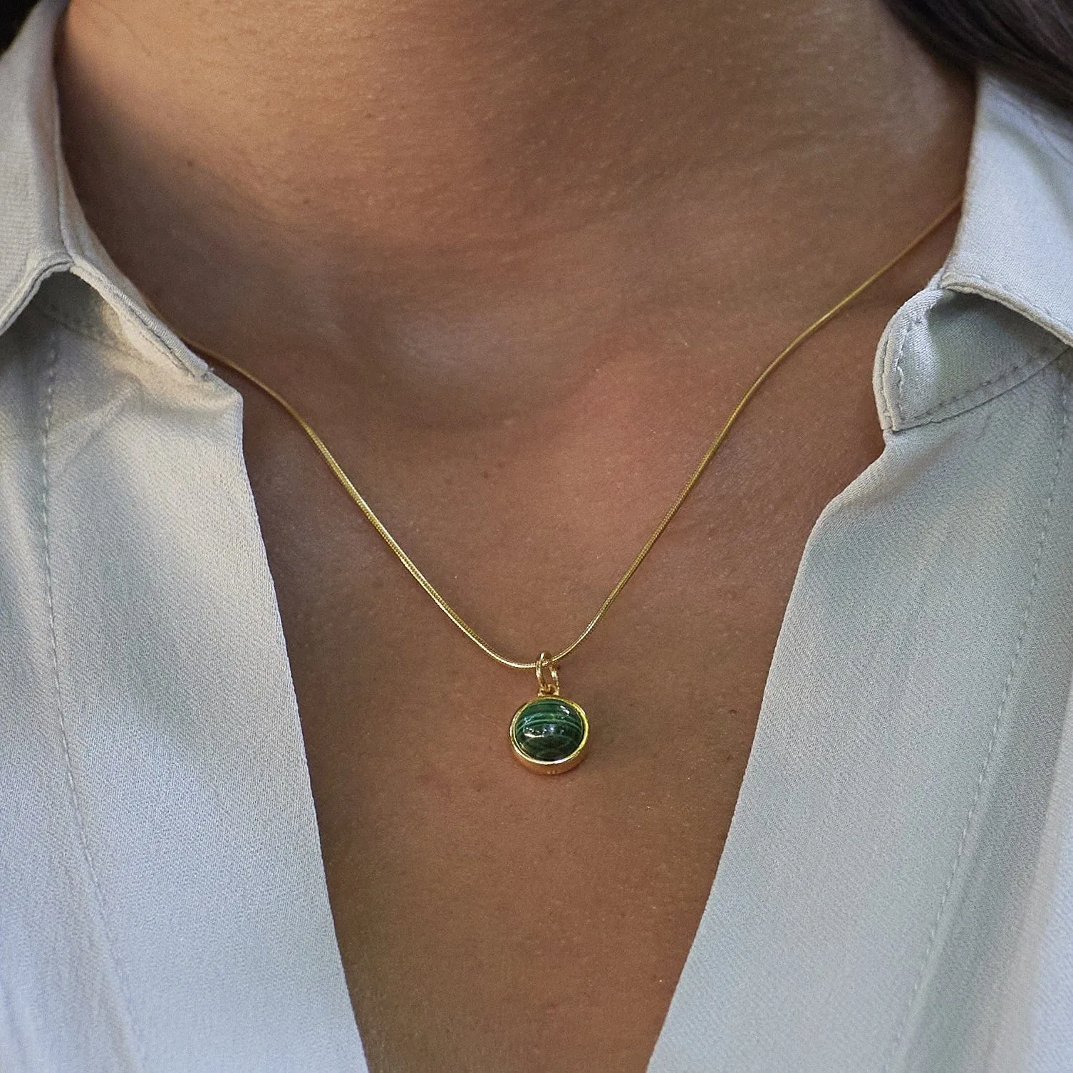 Gold Malachite Healing Stone Charm Necklace (Healing) sold by Lily Charmed product image thumbnail 3