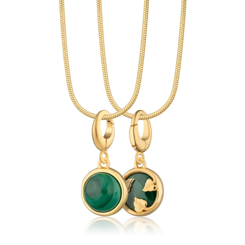 Gold Plated Malachite Healing Stone Necklace (Healing) sold by Lily Charmed