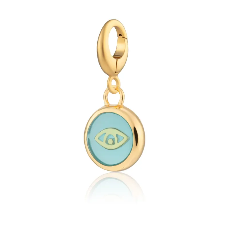 Gold Plated Turquoise Eye Resin Capture Charm sold by Lily Charmed