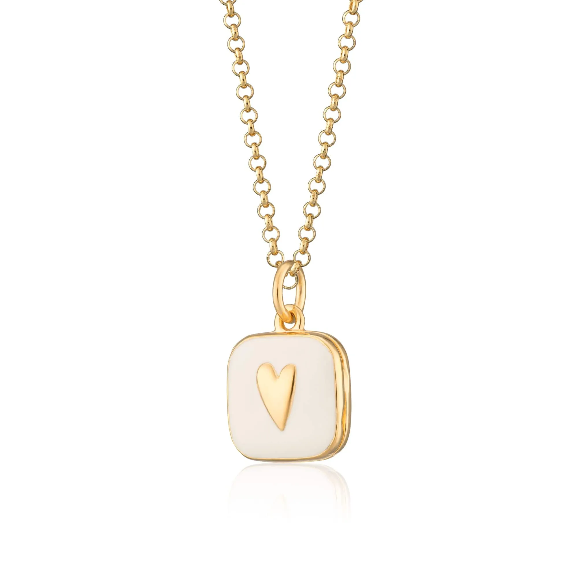 Gold Plated White Heart Locket Necklace sold by Lily Charmed