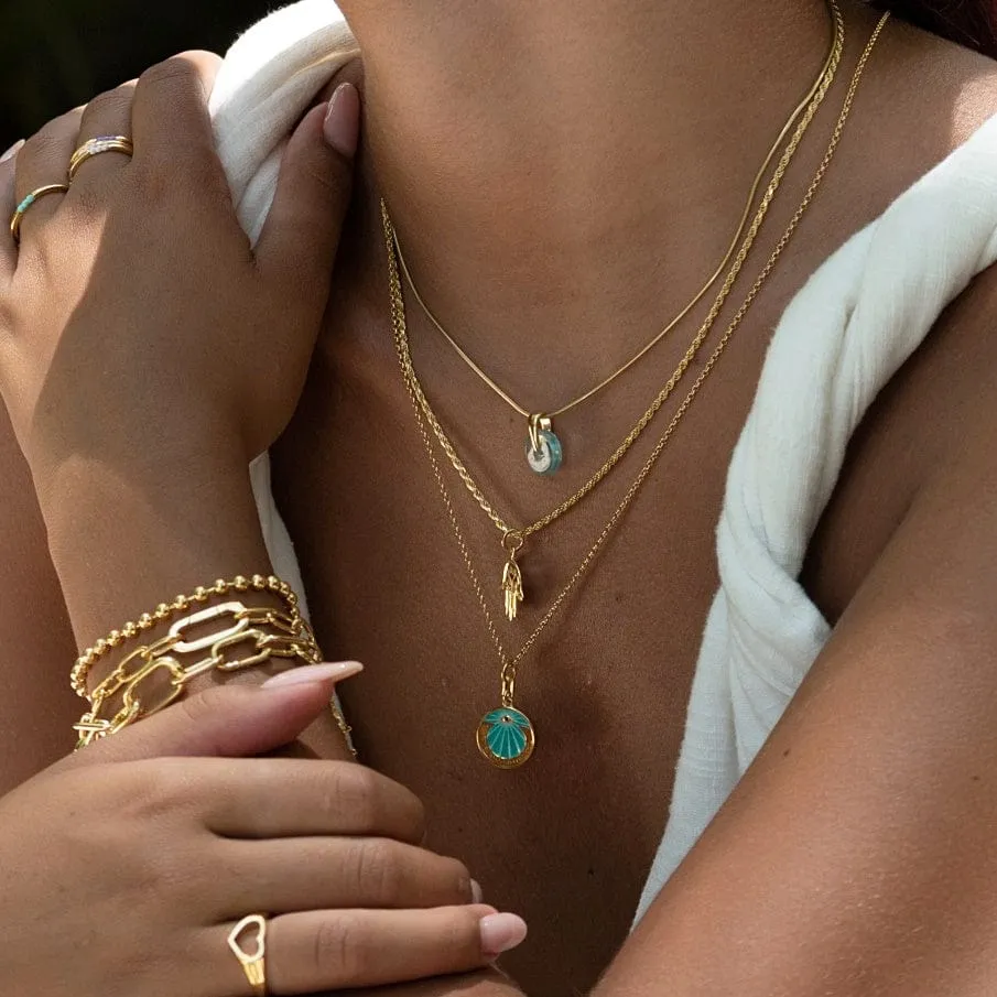 Gold Plated Eye Am Protected Turquoise Coin Necklace sold by Lily Charmed product image thumbnail 3