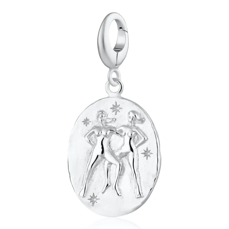 Engraved Silver Gemini Zodiac Charm sold by Lily Charmed