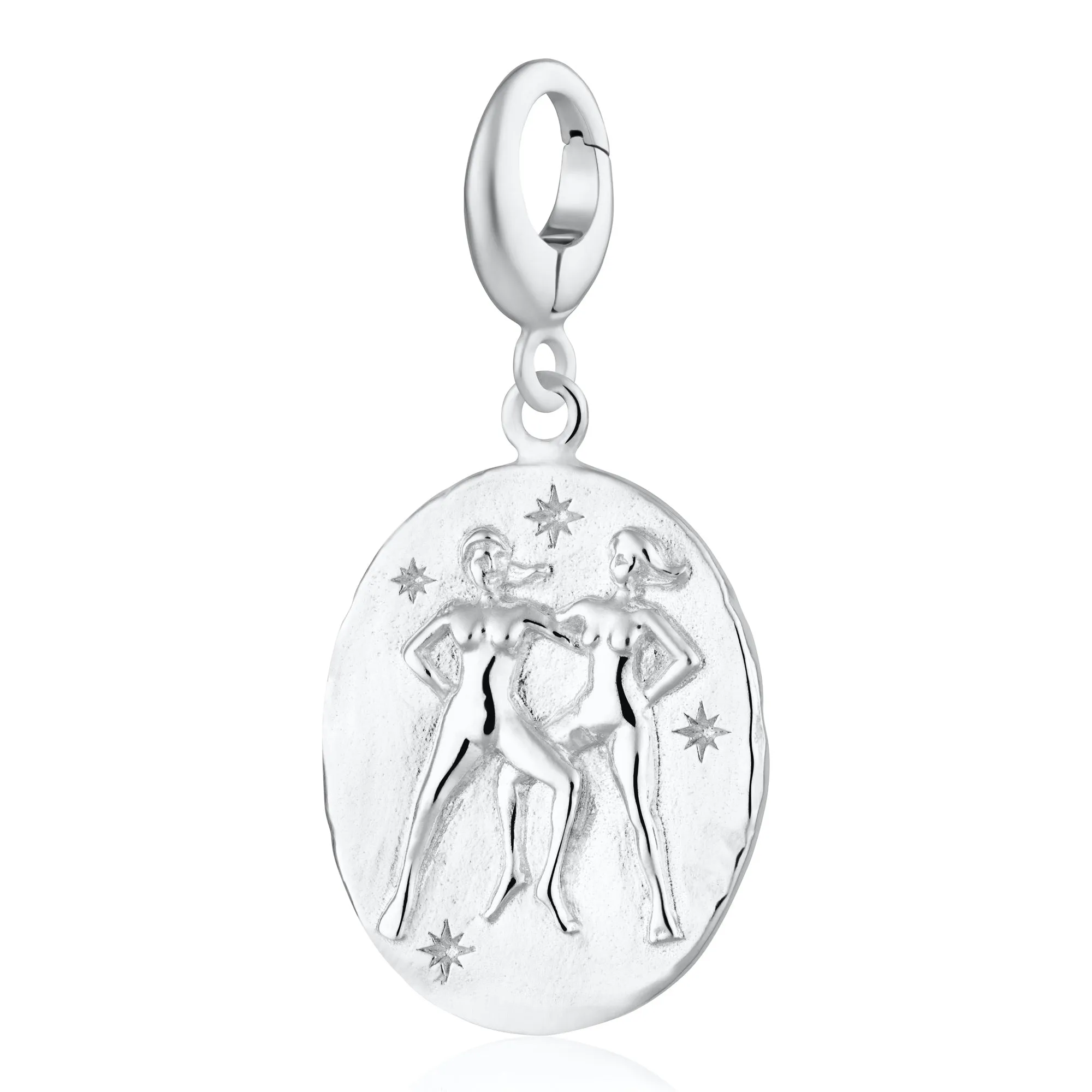 Engraved Silver Gemini Zodiac Charm sold by Lily Charmed