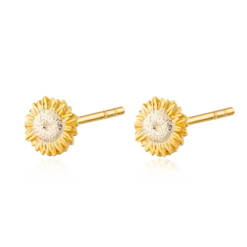 Gold Plated Sunflower Stud Earrings sold by Lily Charmed