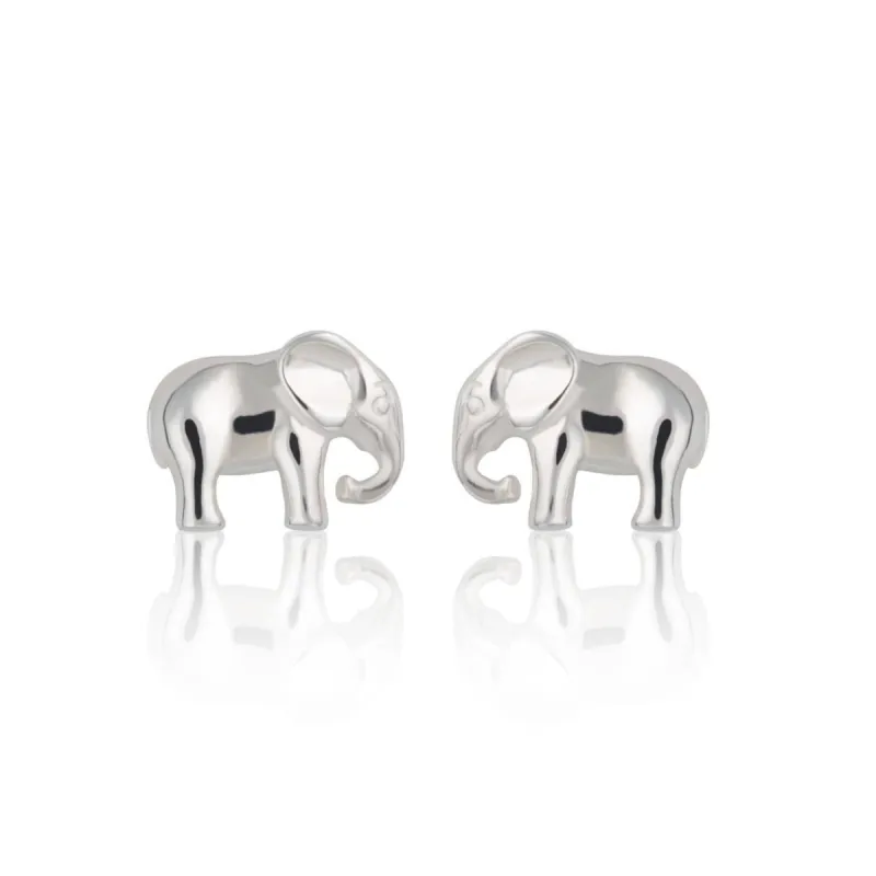 Silver Elephant Stud Earrings sold by Lily Charmed
