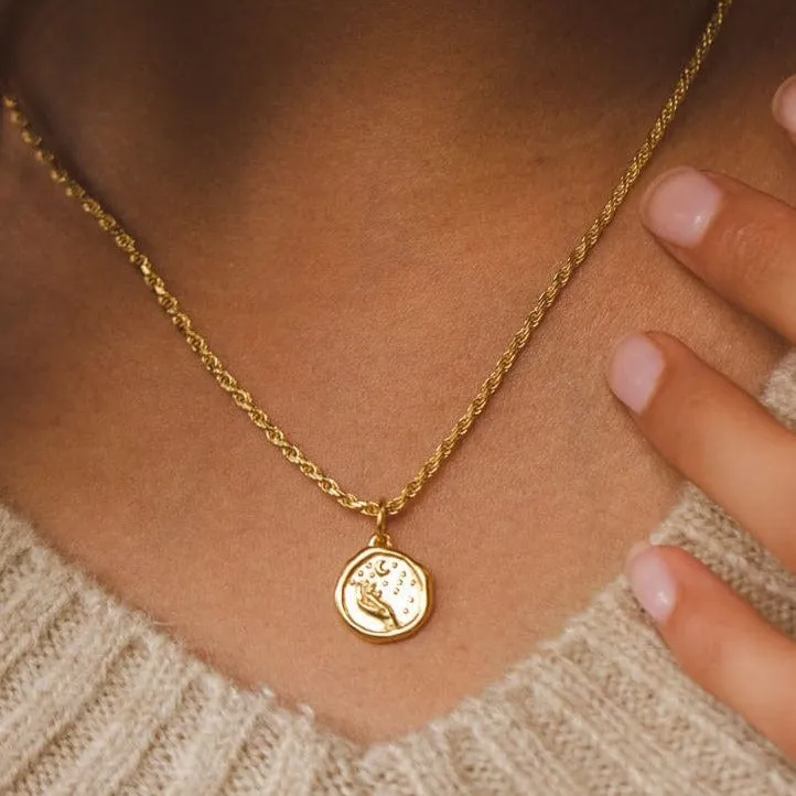 Engraved Gold Manifest Magic Charm Necklace sold by Lily Charmed product image thumbnail 2