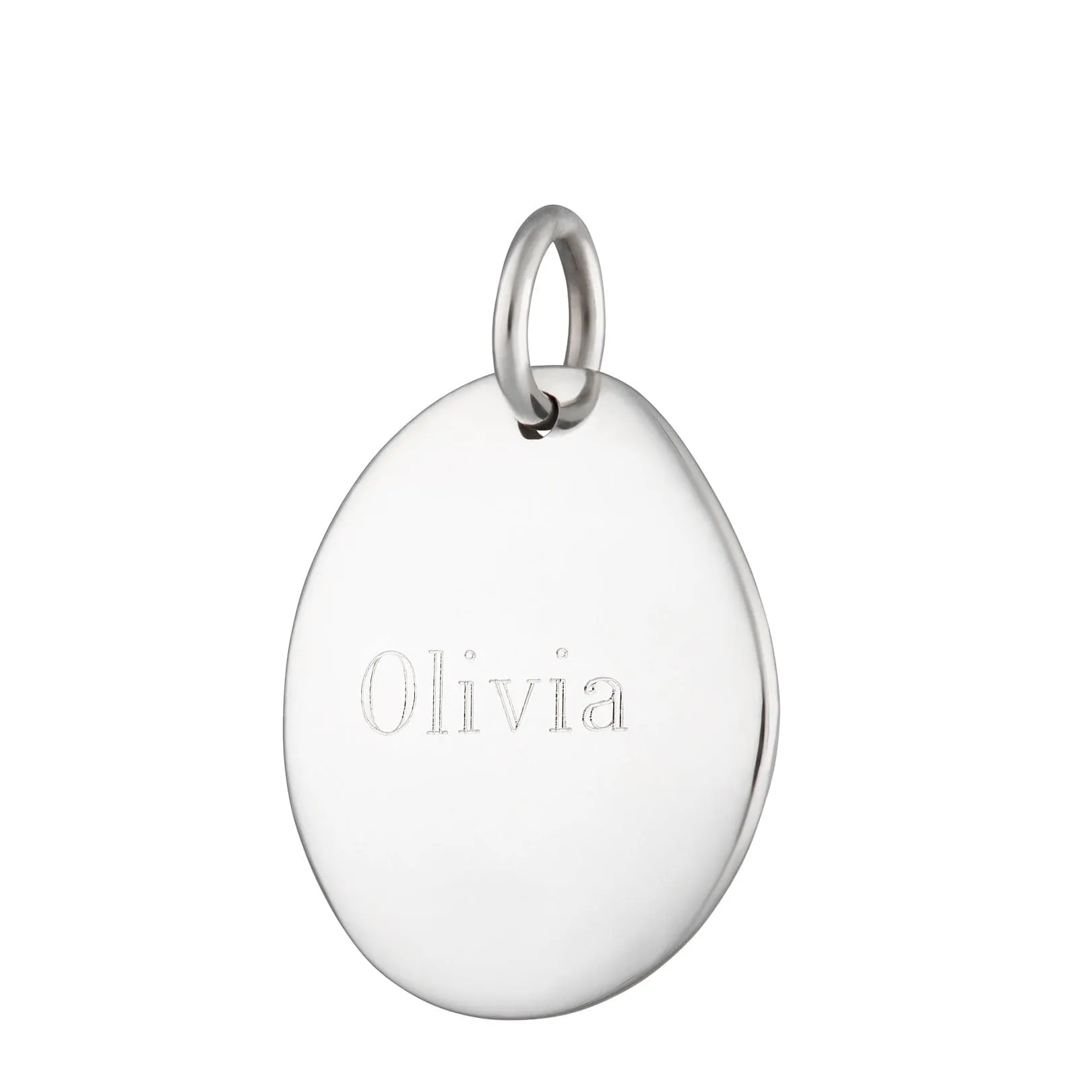 Engraved Silver Pebble Charm (Medium) sold by Lily Charmed