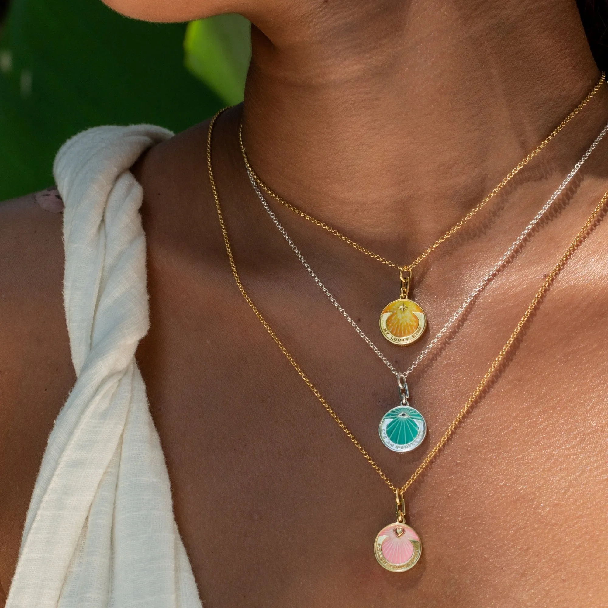 Silver Eye Am Protected Turquoise Coin Necklace sold by Lily Charmed product image thumbnail 3