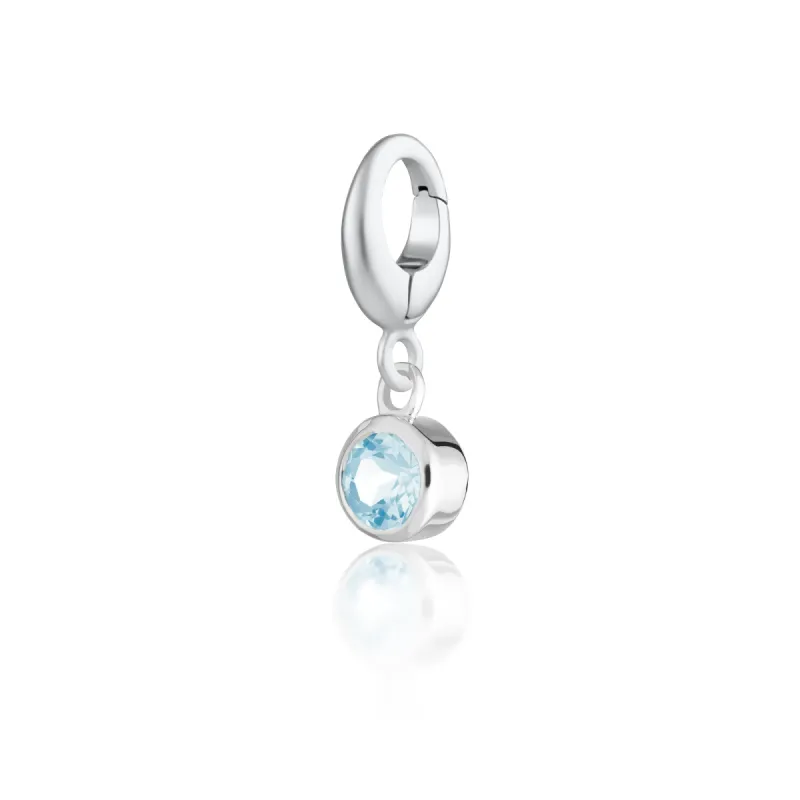 Silver Aquamarine March Birthstone Charm sold by Lily Charmed
