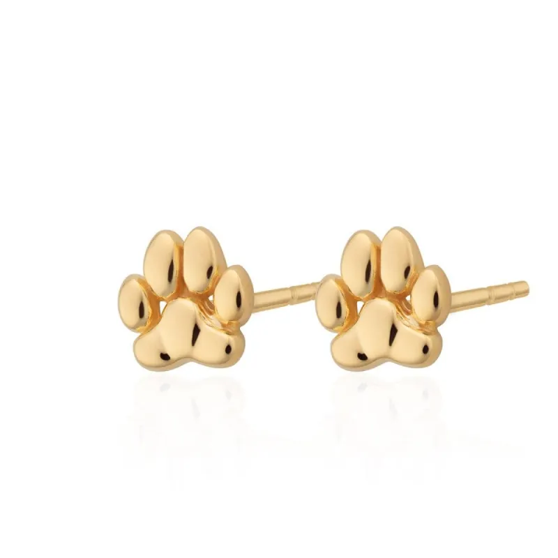 Gold Plated Paw Stud Earrings sold by Lily Charmed