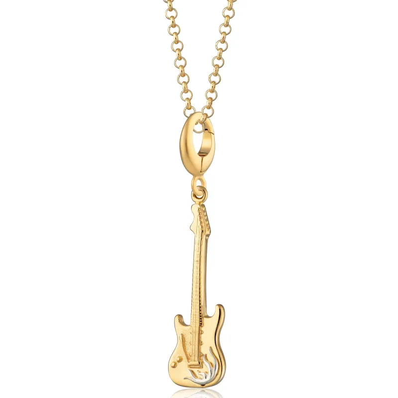 Gold Plated Electric Guitar Necklace sold by Lily Charmed
