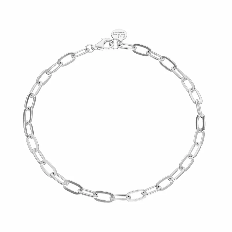 Silver Chunky Oval Link Charm Bracelet sold by Lily Charmed